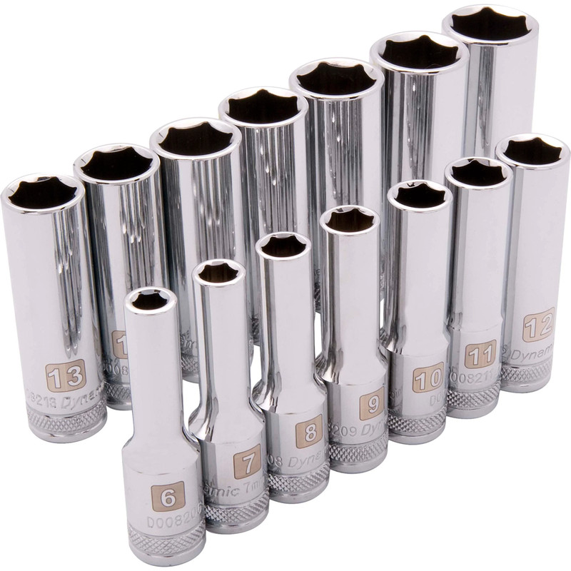 3/8" Drive 14pc 6-Point Deep Metric Socket Set, 6mm - 19mm
